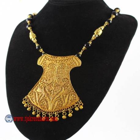 EPK 134 Kalung Mutiara hitam liontin baju lengan  emas 46 cm YNN (19f)