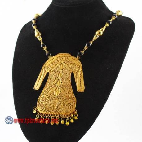 EPK 135 Kalung Mutiara hitam liontin baju lengan panjang emas 46 cm YNN (20a)