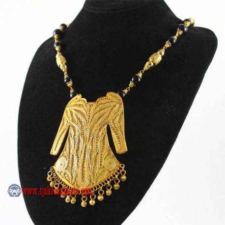 EPK 136 Kalung Mutiara hitam liontin baju lengan panjang emas 46 cm YNN (20b)