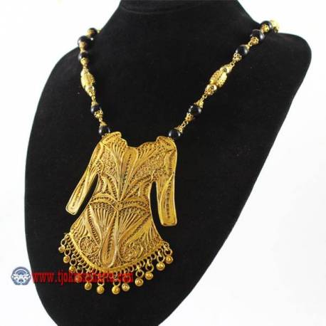 EPK 138 Kalung Mutiara hitam liontin baju lengan panjang emas 46 cm YNN (20d)