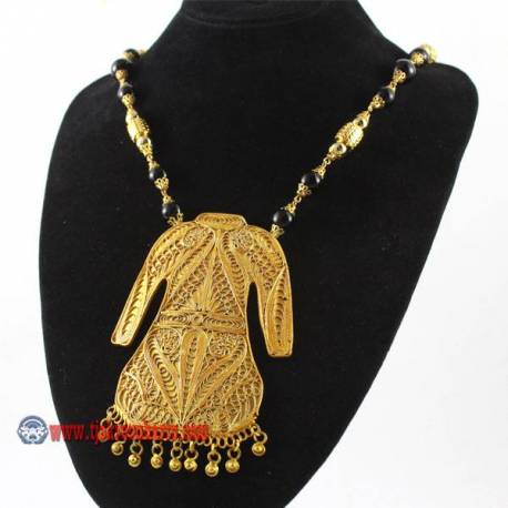 EPK 139 Kalung Mutiara hitam liontin baju lengan panjang emas 46 cm YNN (20e)