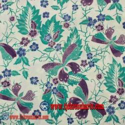 BHR 768 Bahan sarimbit Katun Print malam colet Latar putih kupu besar ungu 240x115 cm SSD