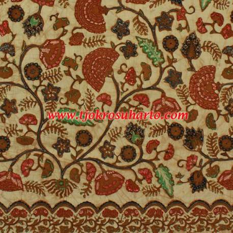 BHH 157 Bahan Hem/Rok batik Kombinasi genes sogan colet kembang kipas 24x115 cm SSD