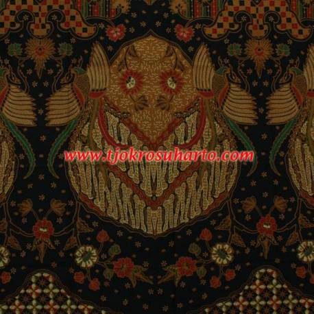 Bahan sarimbit Katun Prima Batik printing Sogan colet Cendrawasih tumpal kawung 240x115 cm SSD