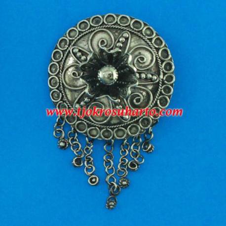 Bros Trap Sepuh perak bakar ornamen bulat 6x6 cm (20) WDI