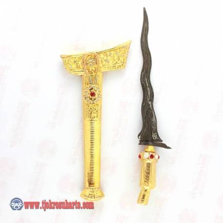 CPR 297 Keris Melayu Tanggung Selut penuh Ukir putut emas pamor