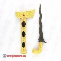 CPR 733 Keris Melayu Tanggung blewah combong 3 emas pamor