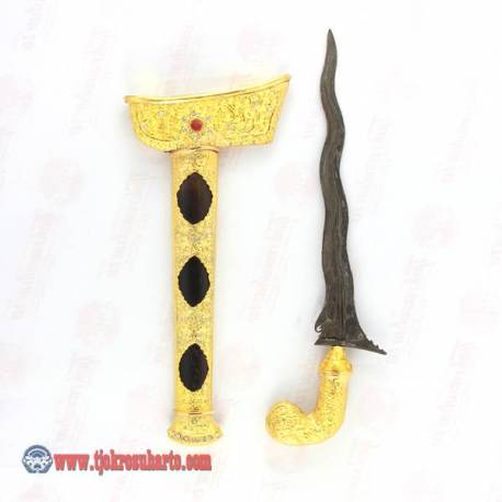 CPR 733 Keris Melayu Tanggung blewah combong 3 emas pamor