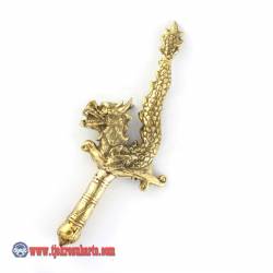 CPR 860 Keris kuningan cor Nogo leong 34x14 cm (11) HMD