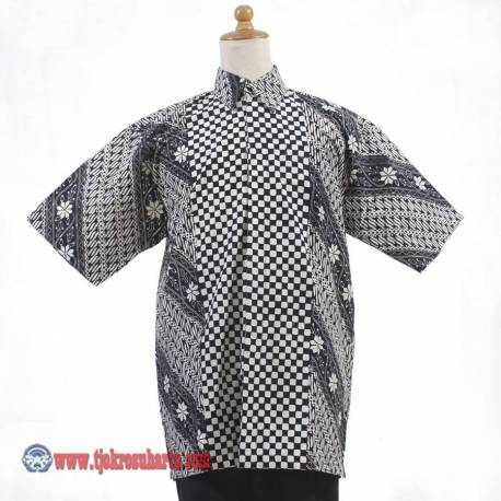 BPH 1242 Kemeja Pendek 1/2 Vooring Kelengan Biru Poleng Parang xL