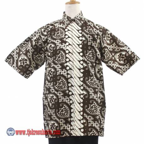 BPH 1253 Kemeja Pendek 1/2 Vooring Kelengan Biru godong soklat XL