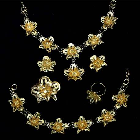 FPK 145 Kalung + gelang+cincin+subang+bros emas melati TNI