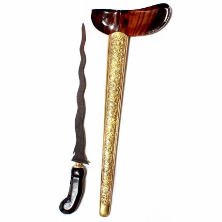 Keris Gayaman Yogya Sonokeling Slorok kerawang kuningan