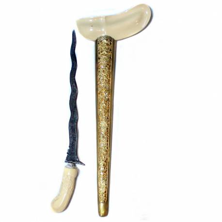 Keris Gayaman Yogya Fiber Slorok Kerawang kuning emas