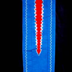 Selendang Tritik Jumputan Biru Tengah Merah SRL