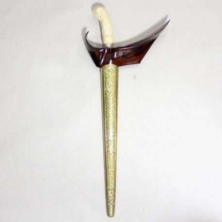 Keris Ladrang Yogya Sonokeling ukir fiber kuningan slorok buntu