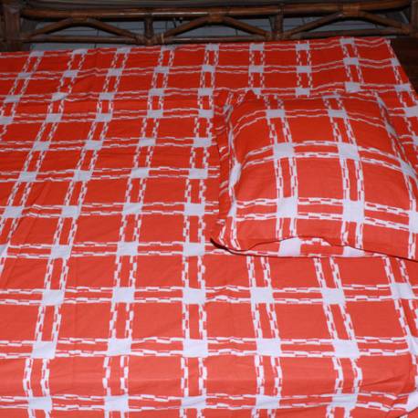 Sprei / Bedspread Katun double 2x2 m  4 Bantal + 2 Guling orange MHD