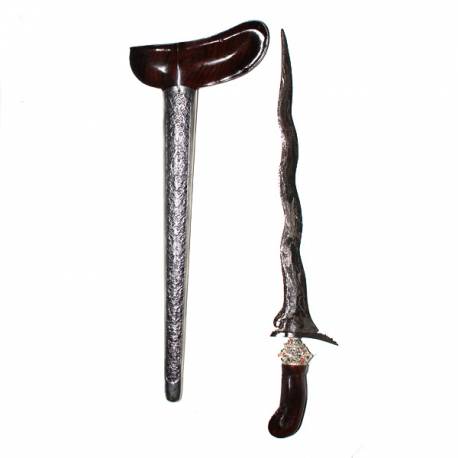Keris Gayaman Yogya Sonokeling selut Pamor Tatah perak bakar