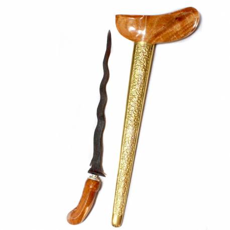 Keris Gayaman Yogya Gembol Jati Tatah Winoto kuning emas