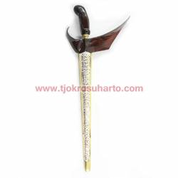 Keris Ladrang Yogya Sonokeling Kulit kuning Slorok kerawang perak