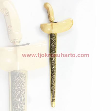 Keris Gayaman Yogya  Bintaos tatah kuning emas bakar