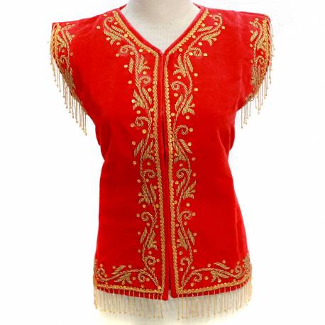 Baju Golek Solo Bludru Minyak LL Merah SGM
