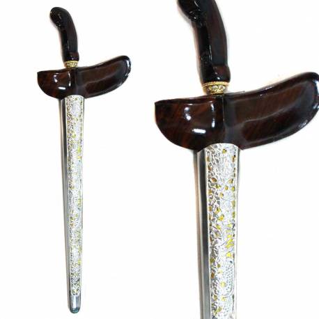 Keris Gayaman Yogya Sonokeling Slorok Kerawang perak